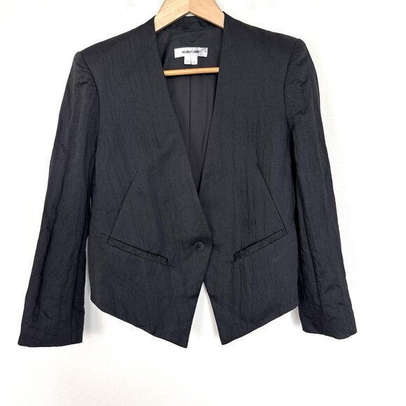 Helmut Lang Puckered Satin Smoking Tuxedo Jacket Womens 4 Classic Preppy Luxury - Picture 2 of 9